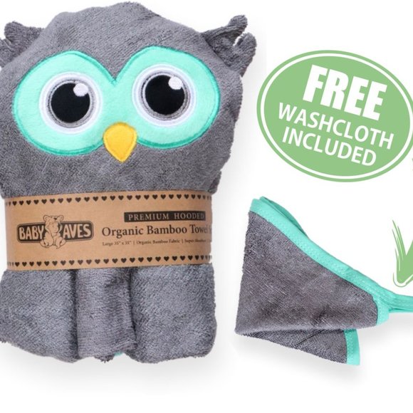 Baby Owl Hooded Towel | Organic Bamboo | Free Cloth | All Ages | Unisex | NEW - Picture 8 of 10